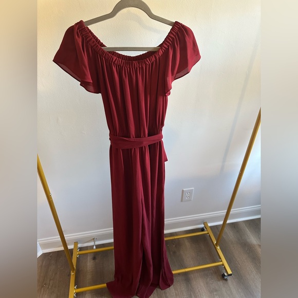 Rachael Roy Off Shoulder Long Dress/Pant Suit - Picture 3 of 4